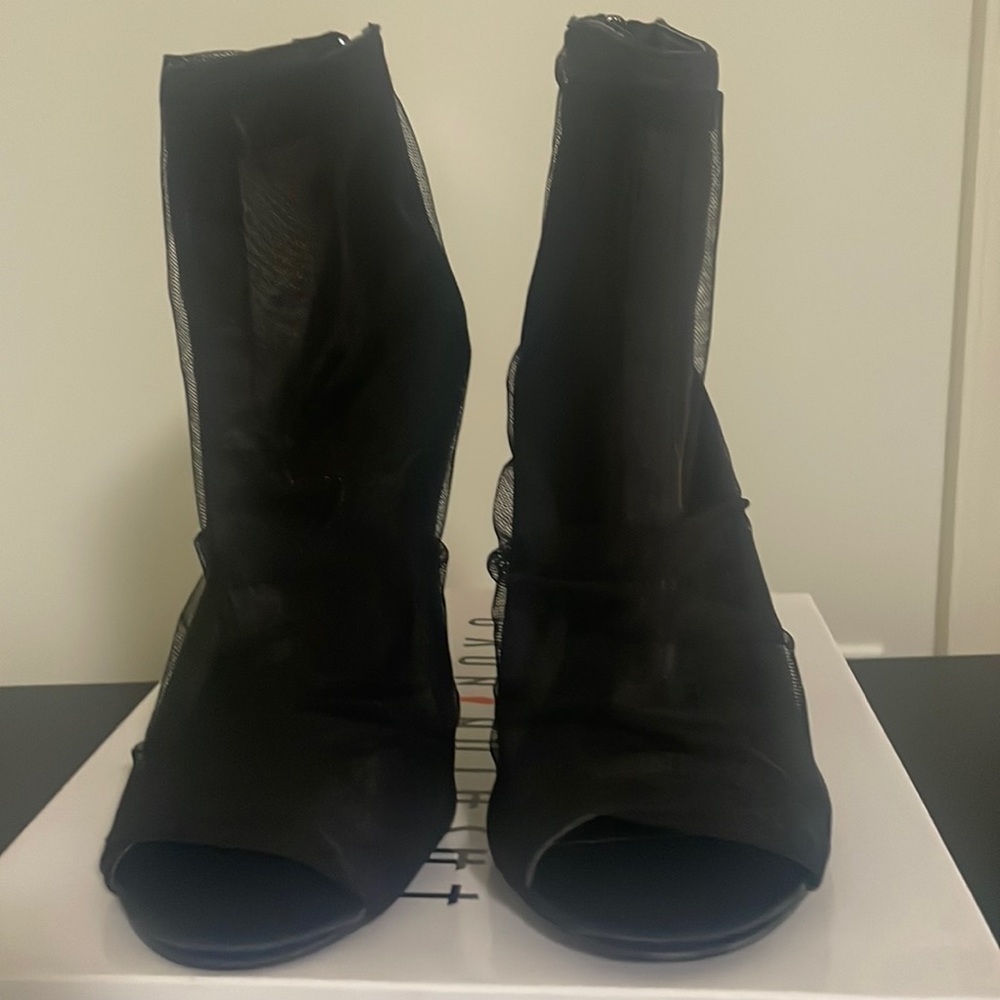 Brand New Fashion Nova Black sheer booties